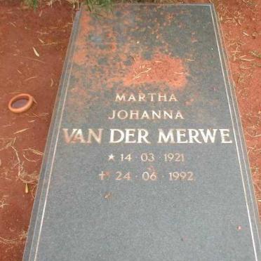 MERWE Martha Johanna, van der 1921-1992