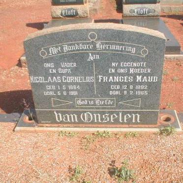 ONSELEN Nicolaas Cornelius, van 1884-1981 &amp; Frances Maud 1882-1965