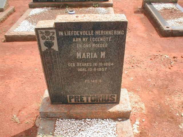PRETORIUS Maria M. nee BEUKES 1884-1957