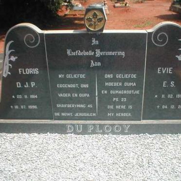 PLOOY Floris D.J.P., du 1914-1996 &amp; Evie E.S. 1912-2003
