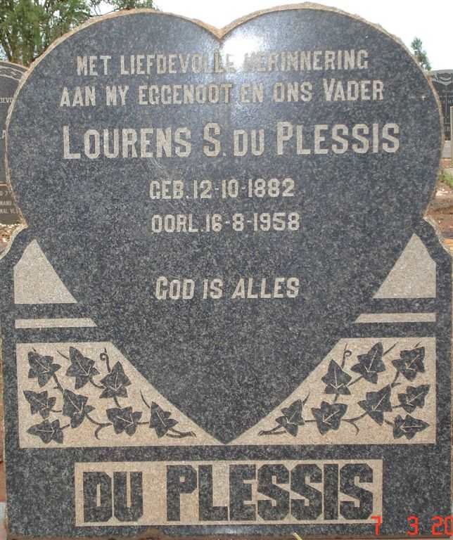 PLESSIS Lourens S., du 1882-1958