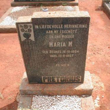 PRETORIUS Maria M. nee BEUKES 1884-1957