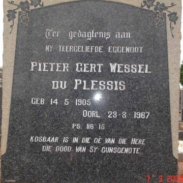 PLESSIS Pieter Gert Wessel, du 1905-1967