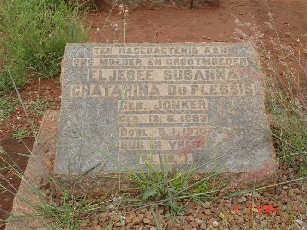 PLESSIS Eljebee Susanna Chatarina, du née JONKER 1893-19??