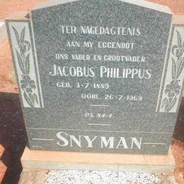 SNYMAN Jacobus Philippus 1889-1969