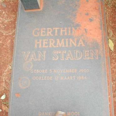 STADEN Gerthina Hermina, van 1905-1984