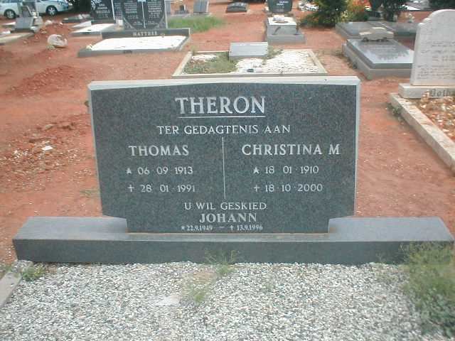 THERON Thomas 1913-1991 &amp; Christina M. 1910-2000 :: THERON Johann 1949-1996