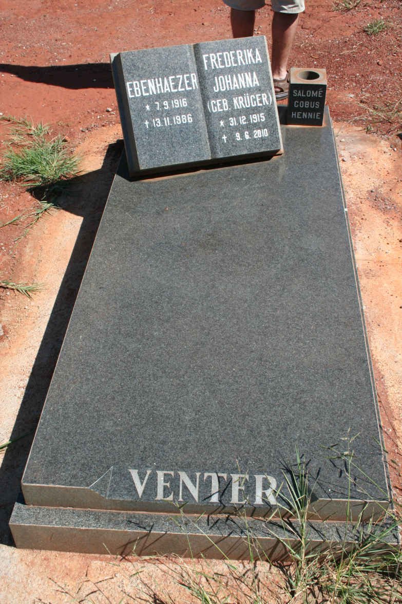 VENTER Ebenhaezer 1916-1986 &amp; Frederika Johanna KRUGER 1915-2010