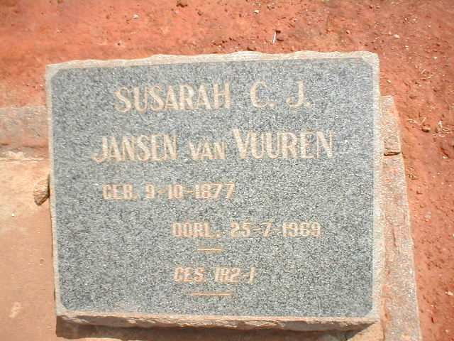 VUUREN Susarah C.J., Janse van 1877-1969