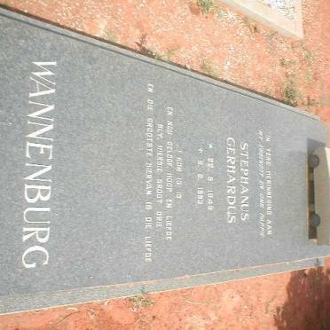 WANNENBURG Stephanus Gerhardus 1948 - 1993