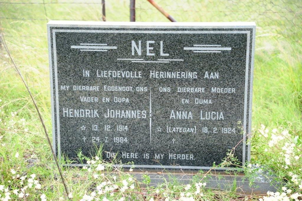 NEL Hendrik Johannes 1914-1984 &amp; Anna Lucia LATEGAN 1924-