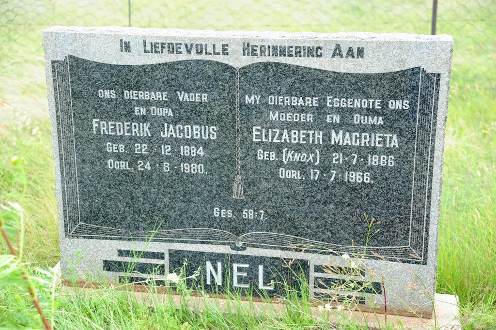 NEL Frederik Jacobus 1884-1980 &amp; Elizabeth Magrieta KNOX 1886-1966