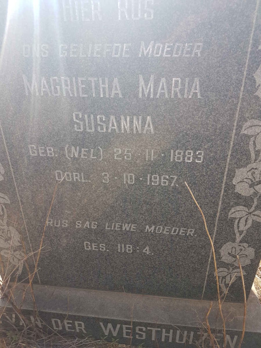 WESTHUIZEN Magrietha Maria Susanna, van der nee NEL 1883-1967