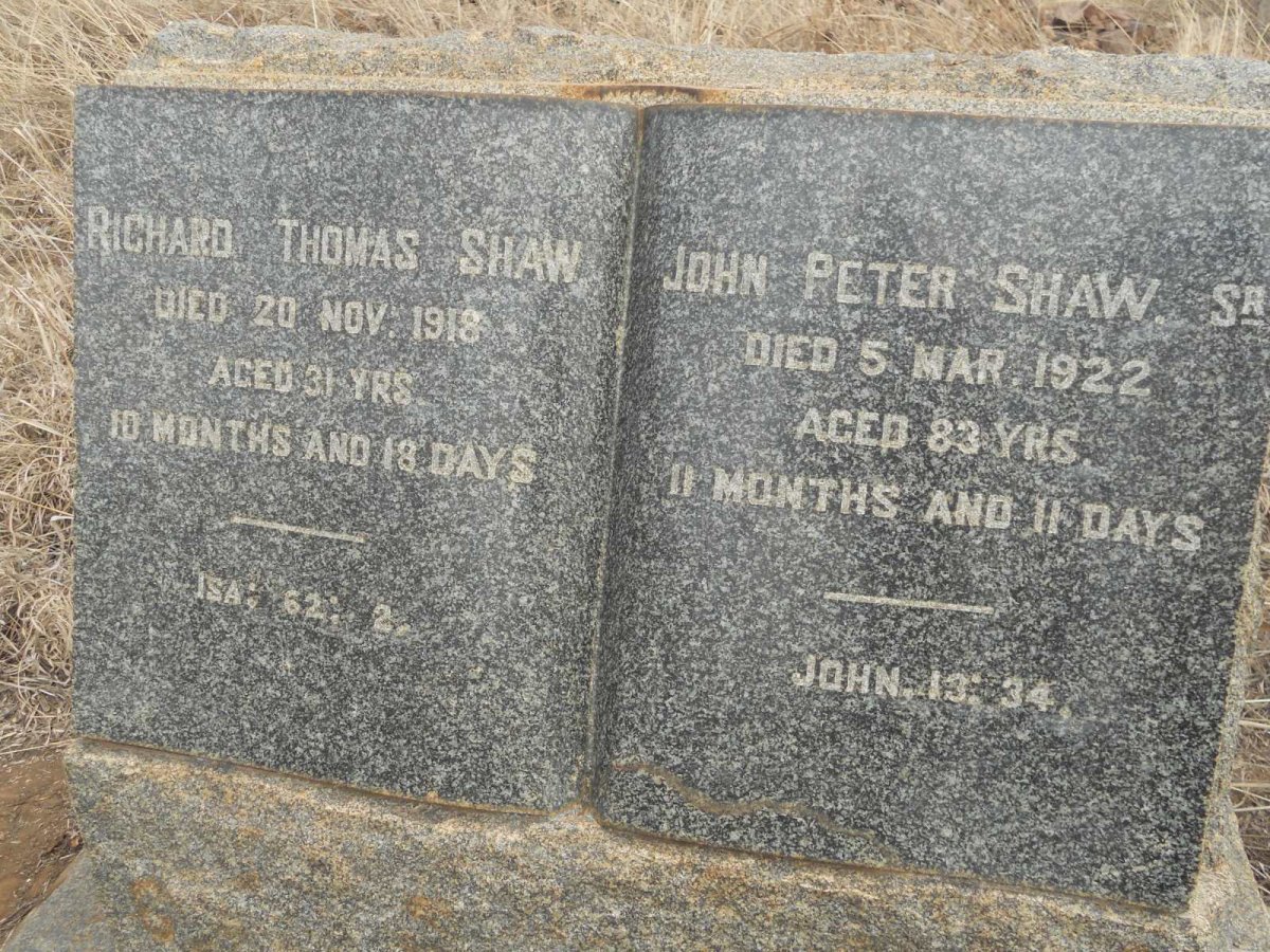 SHAW John Peter -1922 :: SHAW Richard Thomas -1918