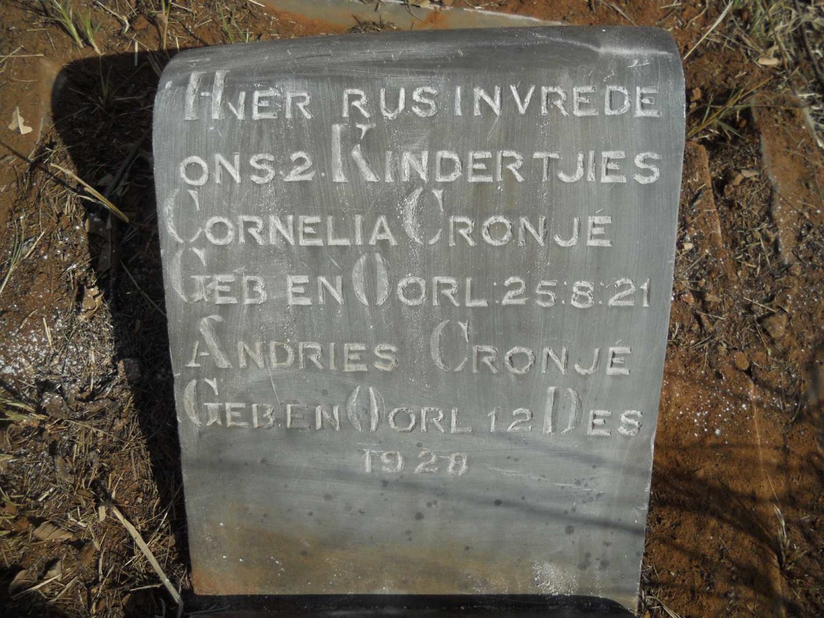 CRONJE Cornelia 1921-1921 :: CRONJE Andries 1928-1928