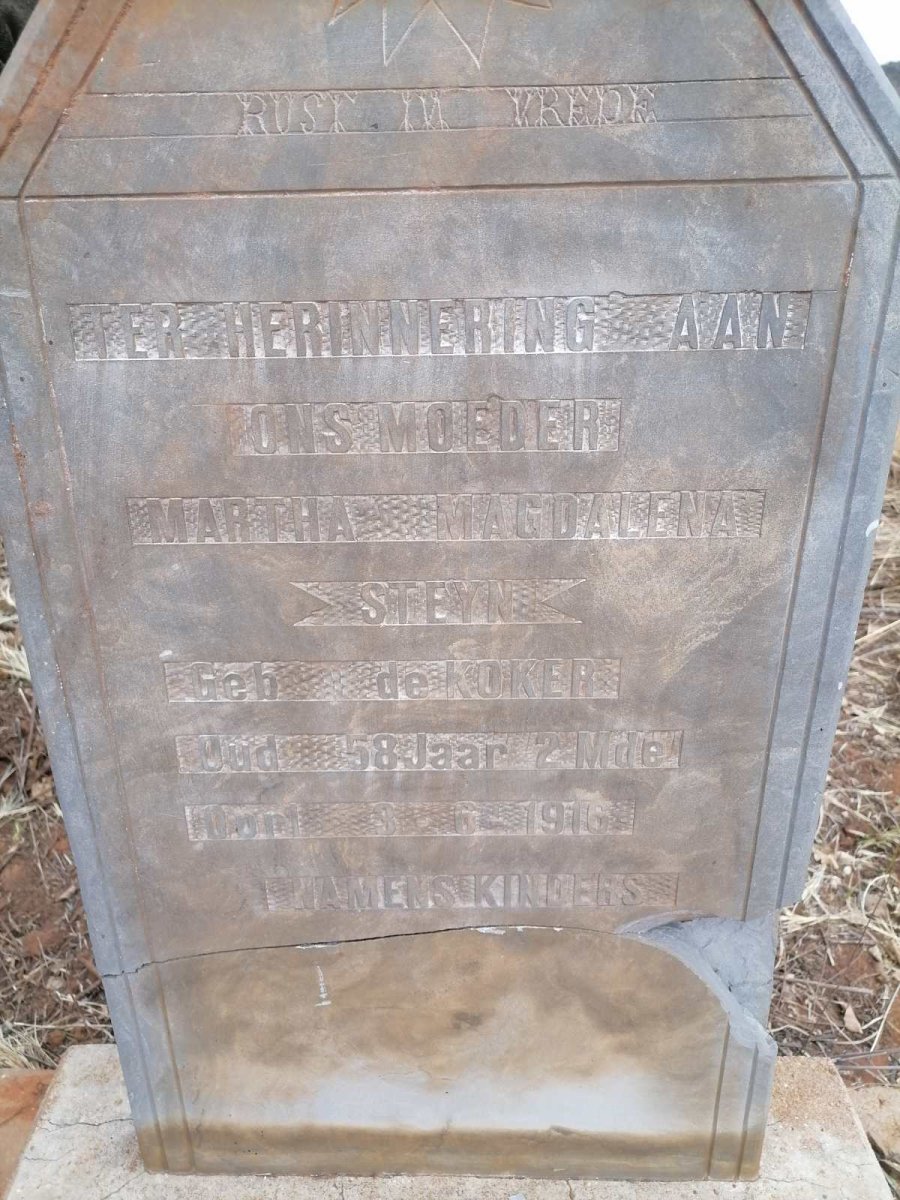 STEYN Martha Magdalena nee DE KOKER -1916
