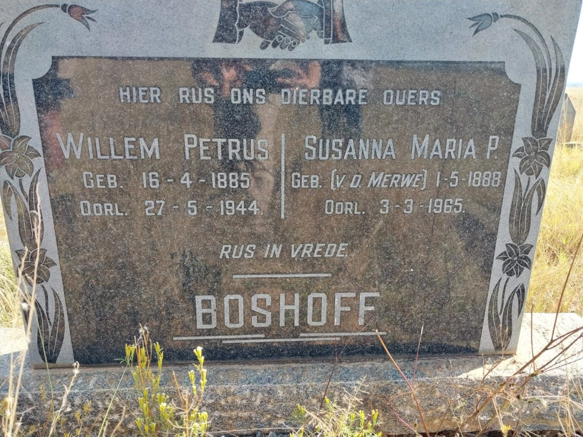 BOSHOFF Willem Petrus 1885-1944 & Susanna Maria P. V.D. MERWE 1888-1965