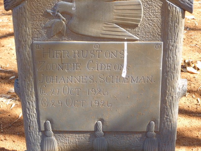 SCHOEMAN Gideon Johannes 1926-1926