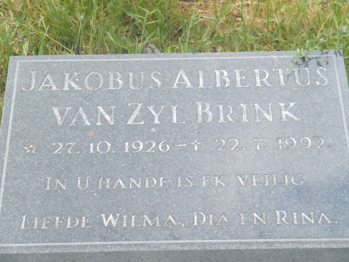 BRINK Jakobus Albertus Van Zyl 1926-1992