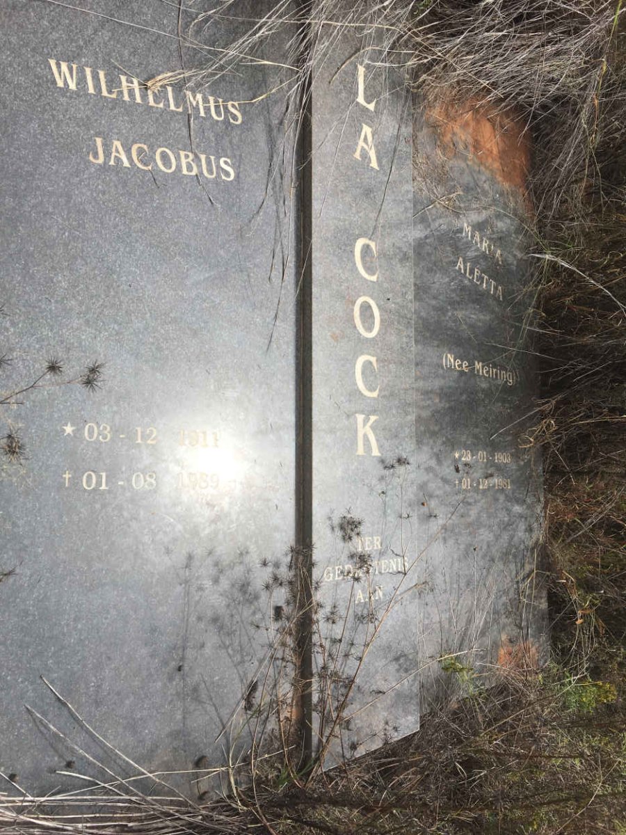 COCK Wilhelmus Jacobus, la 1911-1989 &amp; Maria Aletta MEIRING 1903-1981
