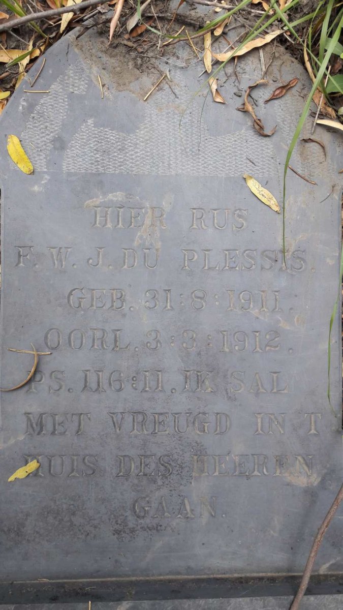 PLESSIS F.W.J., du 1911-1912