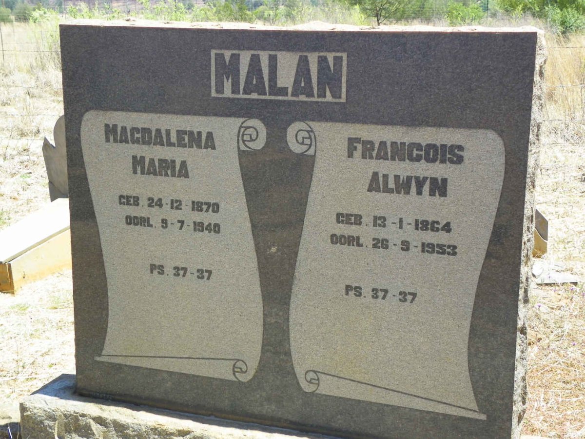 MALAN Francois Alwyn 1864-1953 &amp; Magdalena Maria 1870-1940