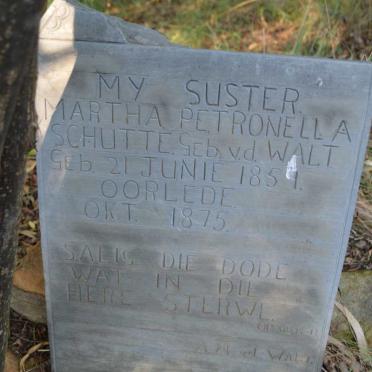 SCHUTTE Martha Petronella nee V.D. WALT 1859-1875