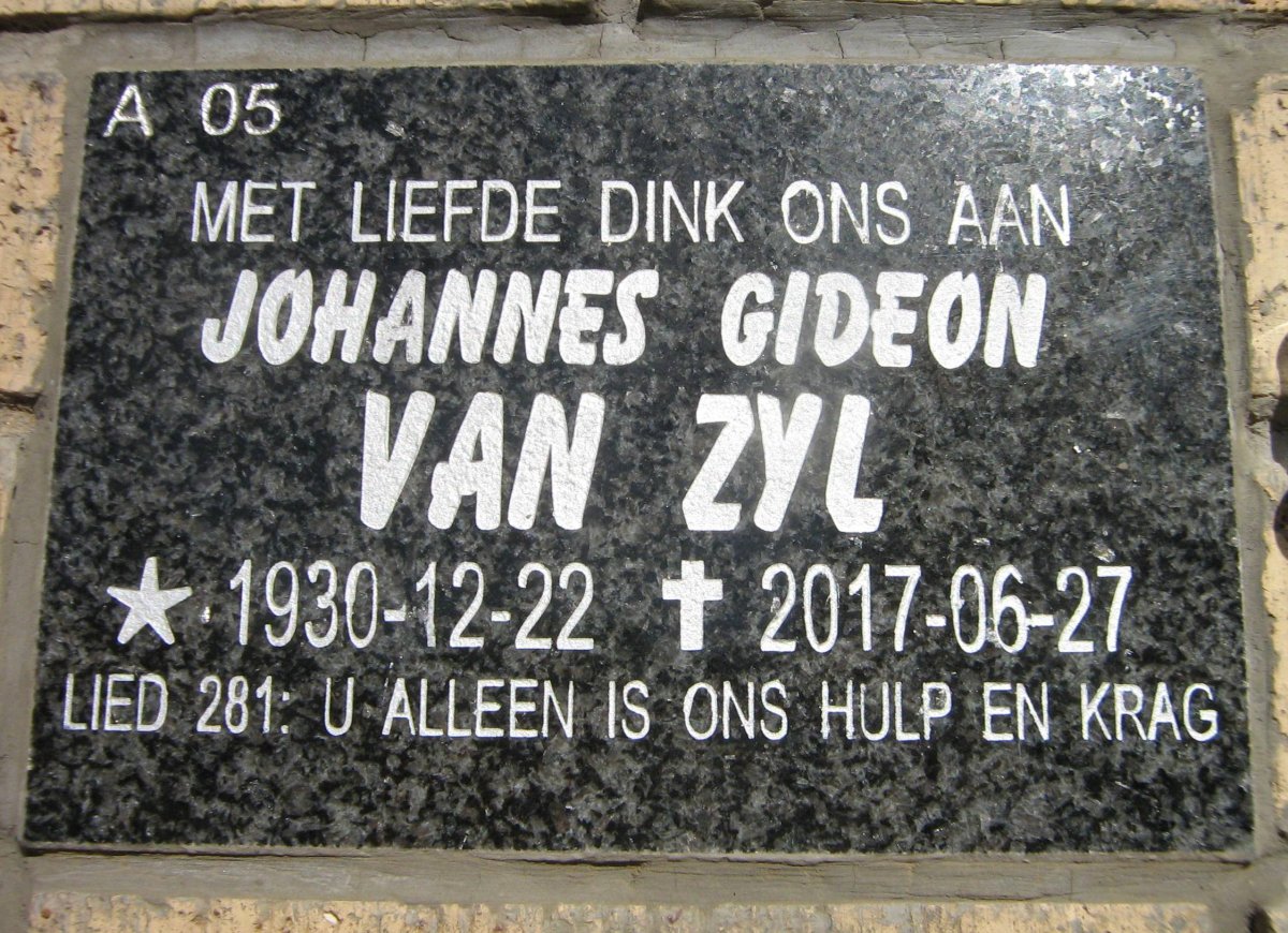 ZYL Johannes Gideon, van 1930-2017