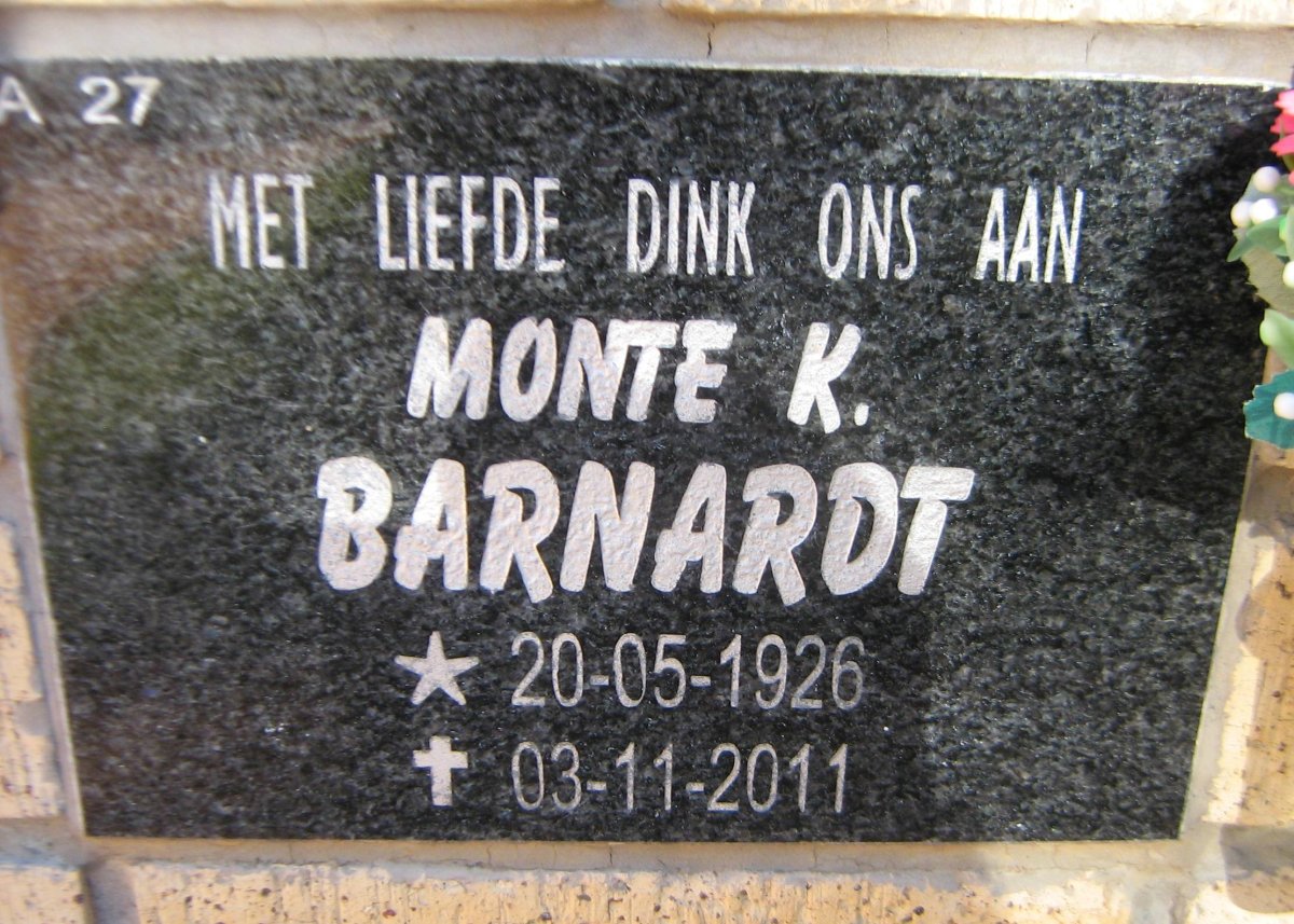 BARNARDT Monte K. 1926-2011