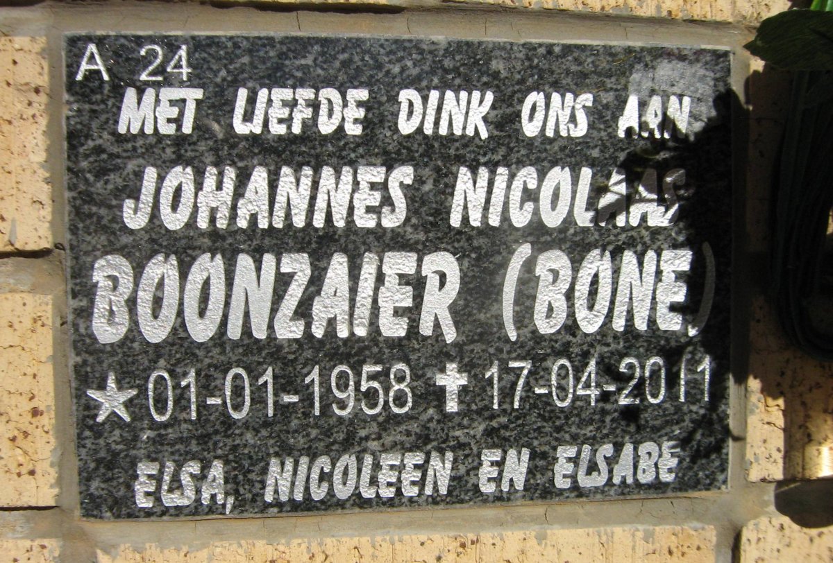 BOONZAIER Johannes Nicolaas 1958-2011