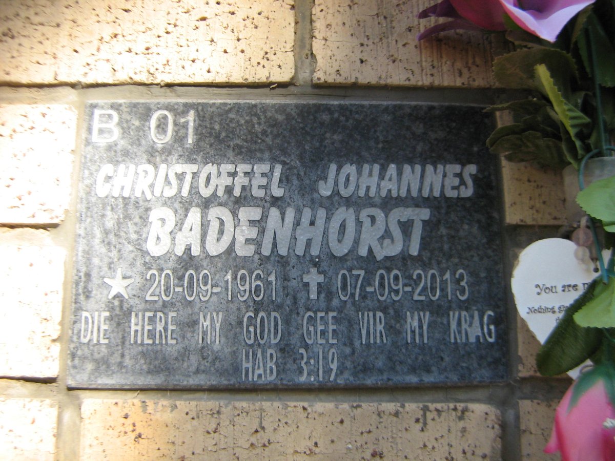 BADENHORST Christoffel Johannes 1961-2013