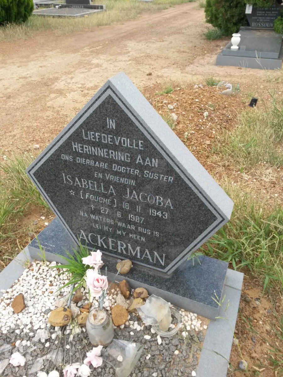 ACKERMAN Isabella Jacoba nee FOUCHÉ 1943-1987