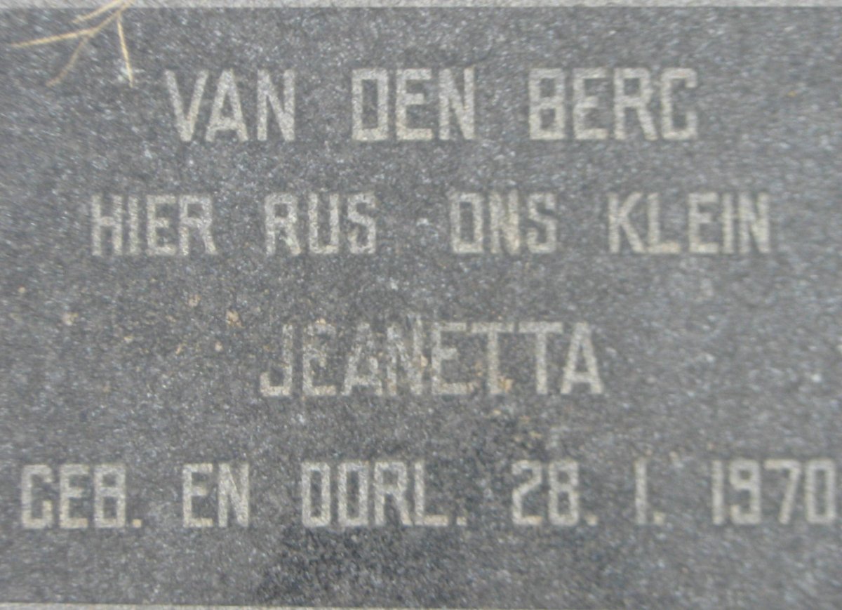 BERG Jeanetta, van den 1970-1970