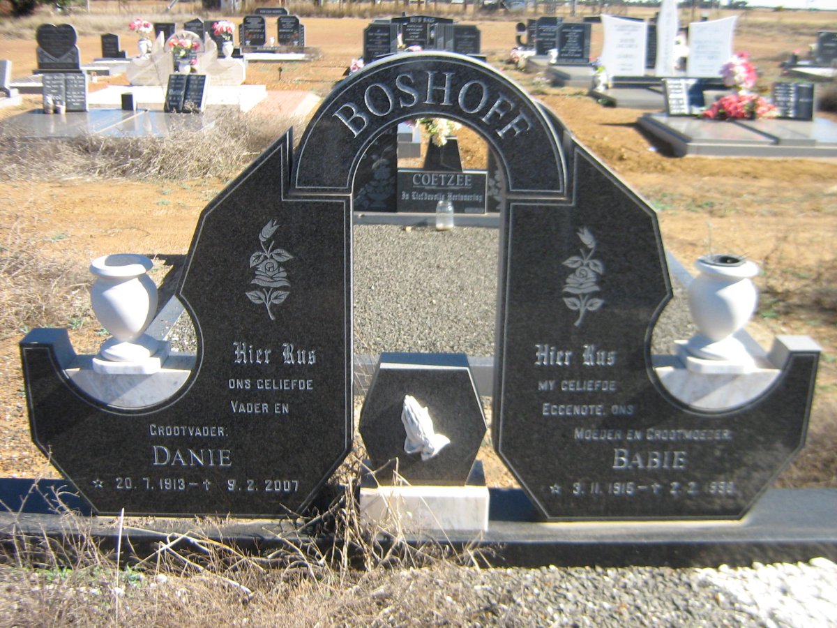 BOSHOFF Danie 1913-2007 &amp; Babie 1915-199?