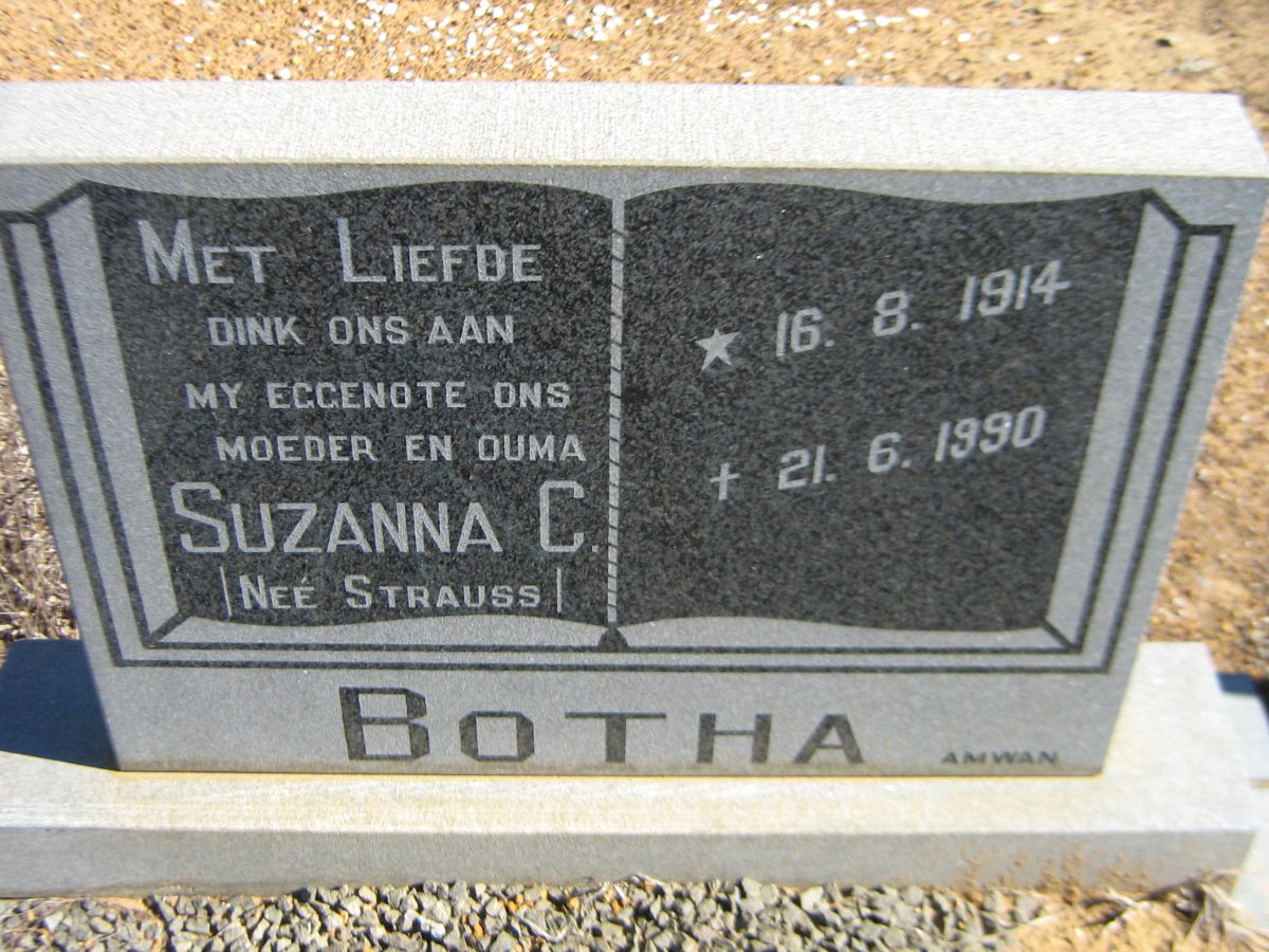 BOTHA Susanna C. nee STRAUSS 1914-1990