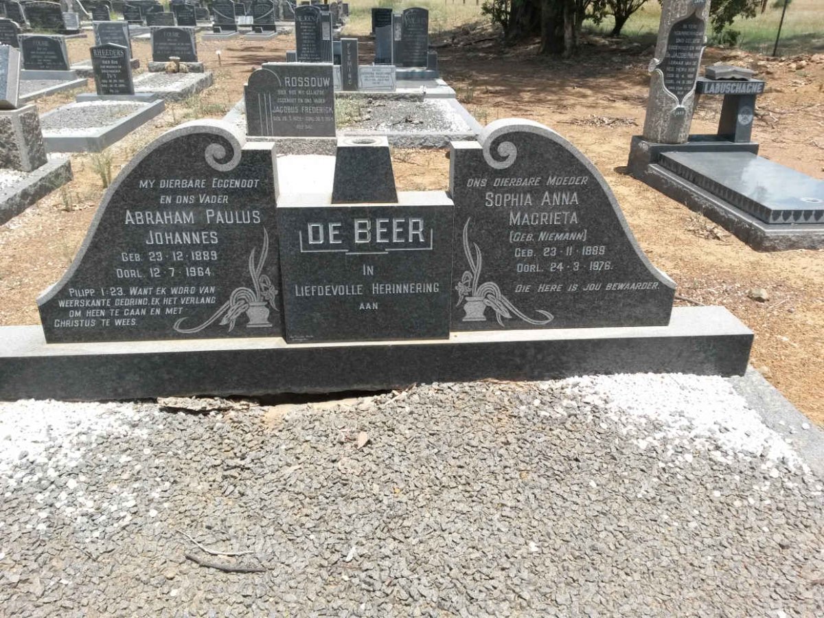 BEER Abraham Paulus Johannes, de 1889-1964 &amp; Sophia Anna Magrieta NIEMANN 1889-1976