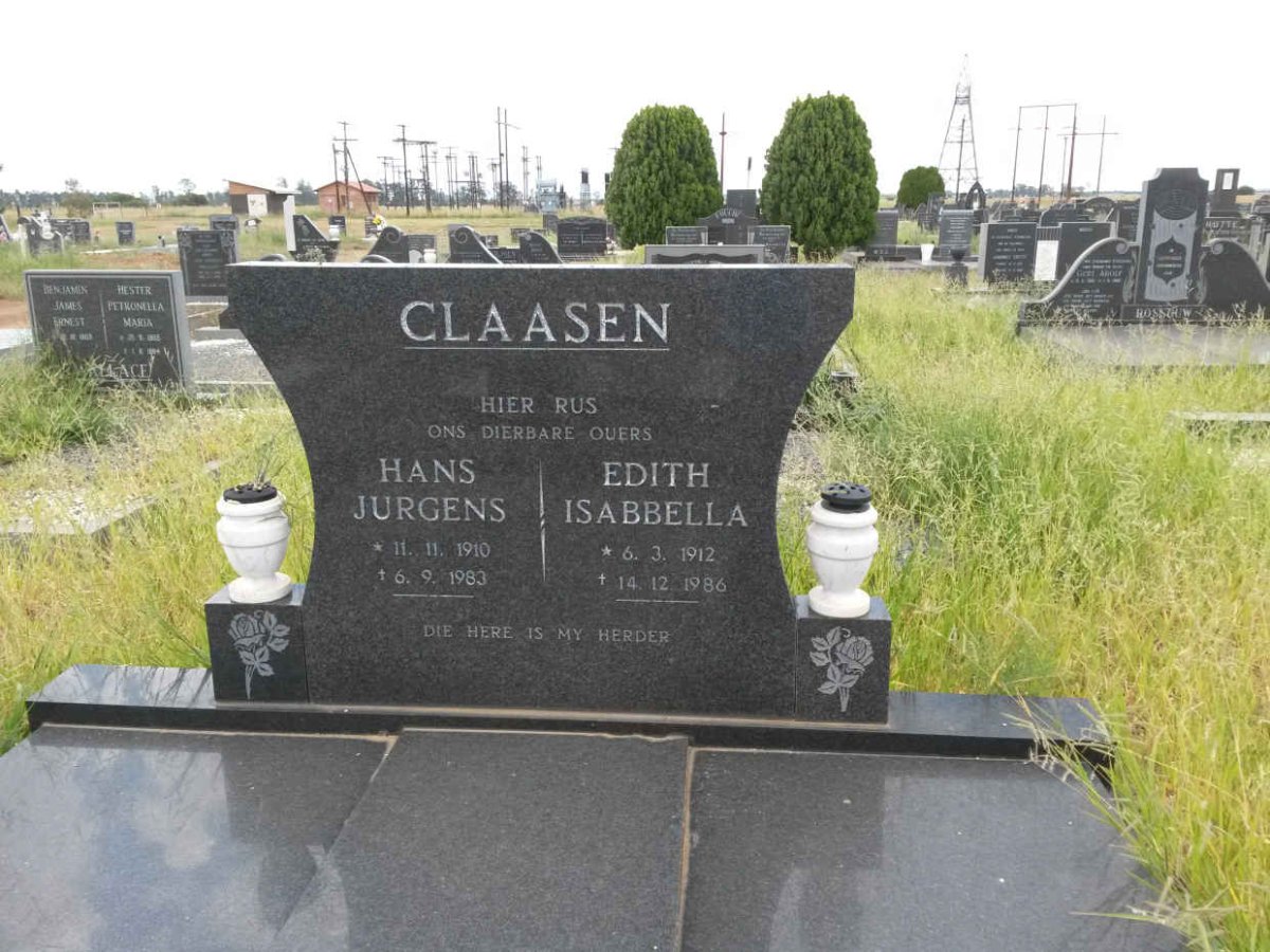 CLAASEN Hans Jurgens 1910-1983 &amp; Edith Isabella 1912-1986