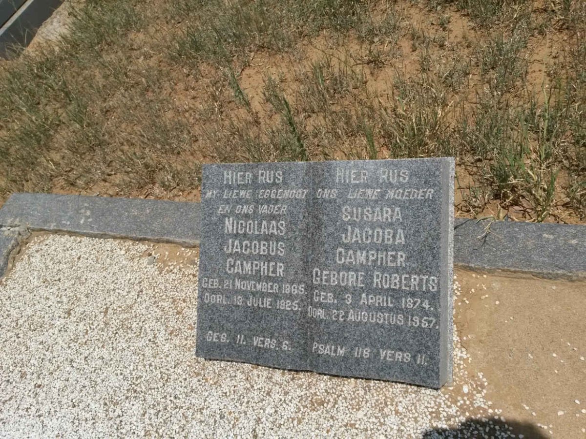 CAMPHER Nicolaas Jacobus 1865-1925 &amp; Susara Jacoba ROBERTS 1874-1957
