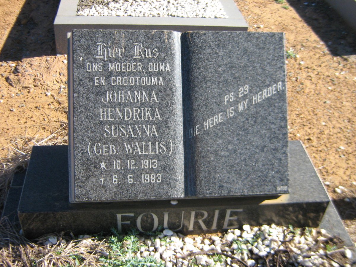 FOURIE Johanna Hendrika Susanna nee WALLIS 1913-1983