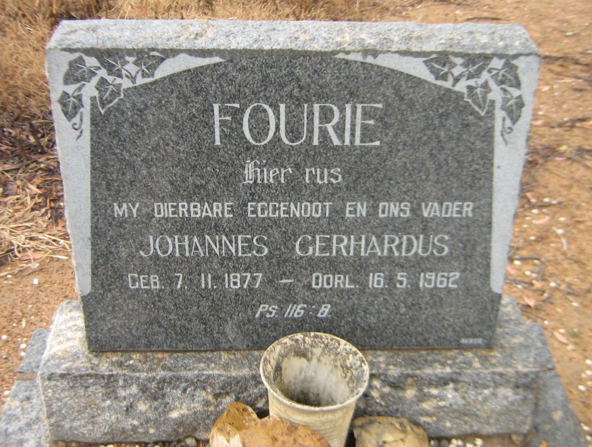 FOURIE Johannes Gerhardus 1877-1962
