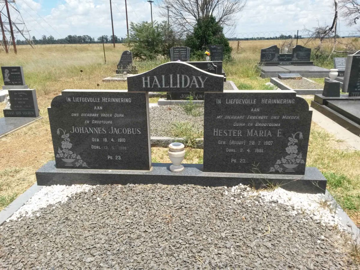 HALLIDAY Johannes Jacobus 1910-1988 &amp; Hester Maria E. ROODT 1907-1981