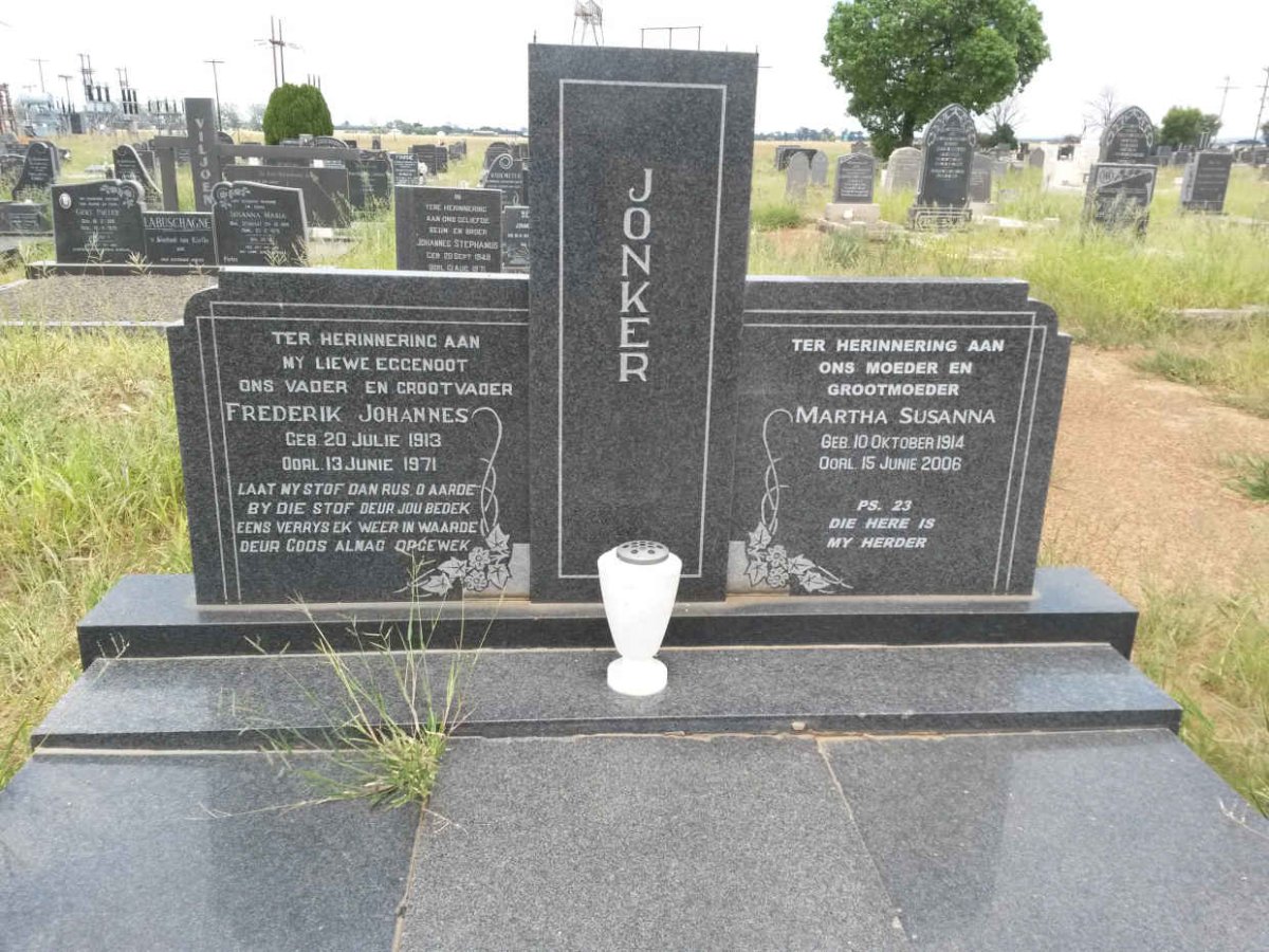 JONKER Frederik Johannes 1913-1971 &amp; Martha Susanna 1914-2006