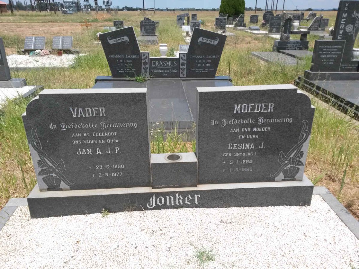 JONKER Jan A.J.P. 1890-1977 &amp; Gesina J. SNYDERS 1894-1983