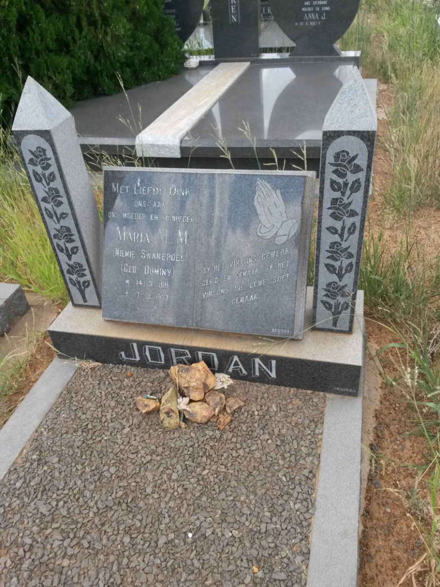 JORDAN Maria M.M. voorheen SWANEPOEL nee DUMINY 1911-1987