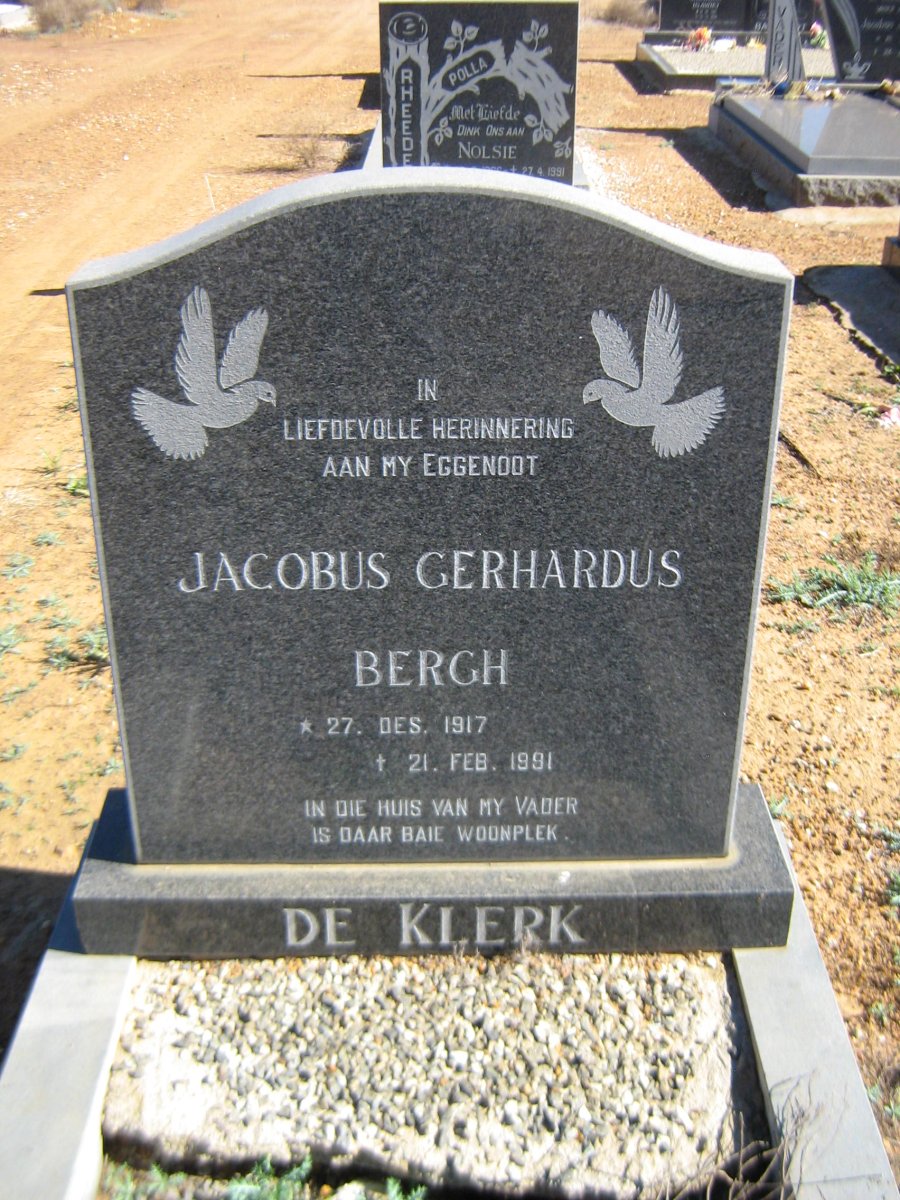 KLERK Jacobus Gerhardus Bergh, de 1917-1991