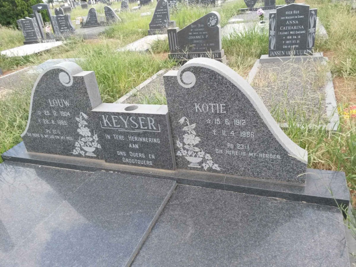 KEYSER Louw 1904-1985 &amp; Kotie 1912-1986