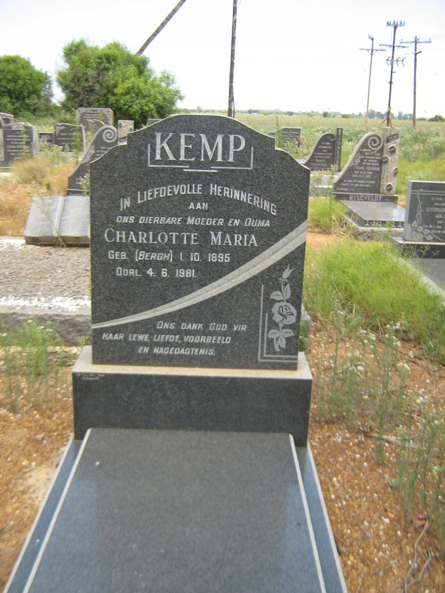 KEMP Charlotte Maria nee BERGH 1895-1981