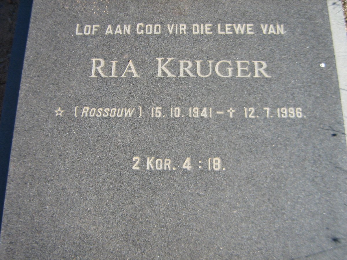 KRUGER Ria nee ROSSOUW 1941-1996