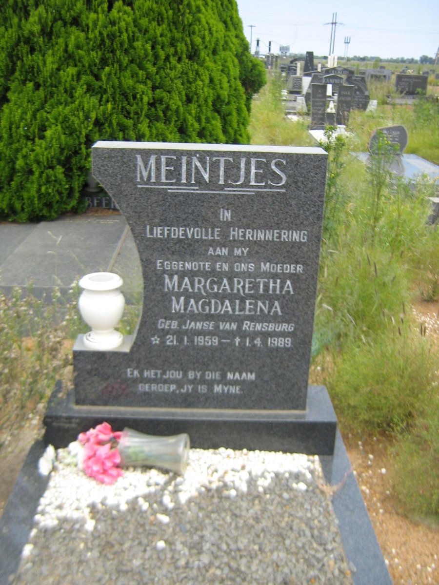 MEINTJES Margaretha Magdalena nee JANSE VAN RENSBURG 1959-1989