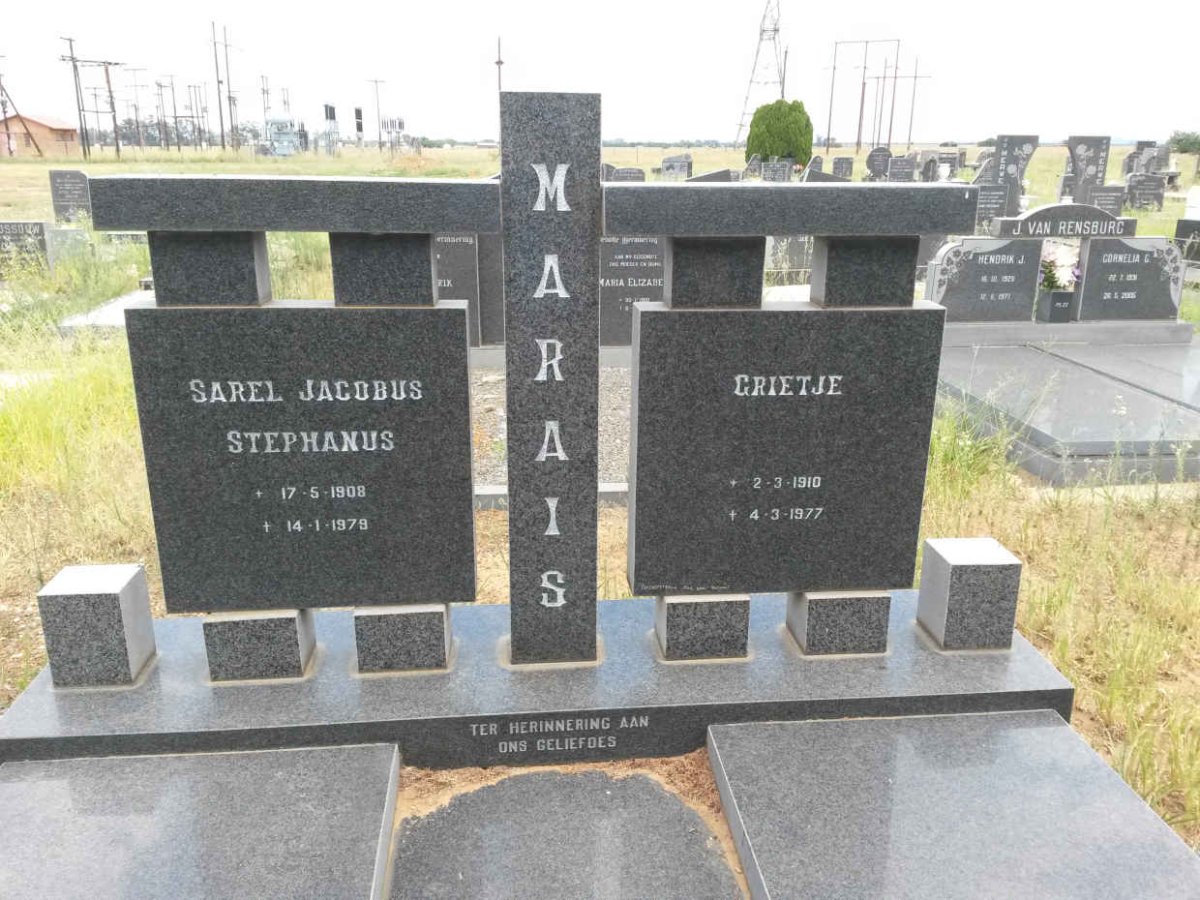 MARAIS Sarel Jacobus Stephanus 1908-1979 &amp; Grietje 1910-1977